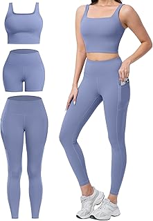 3 Piece Workout Sets for Women High Wai...